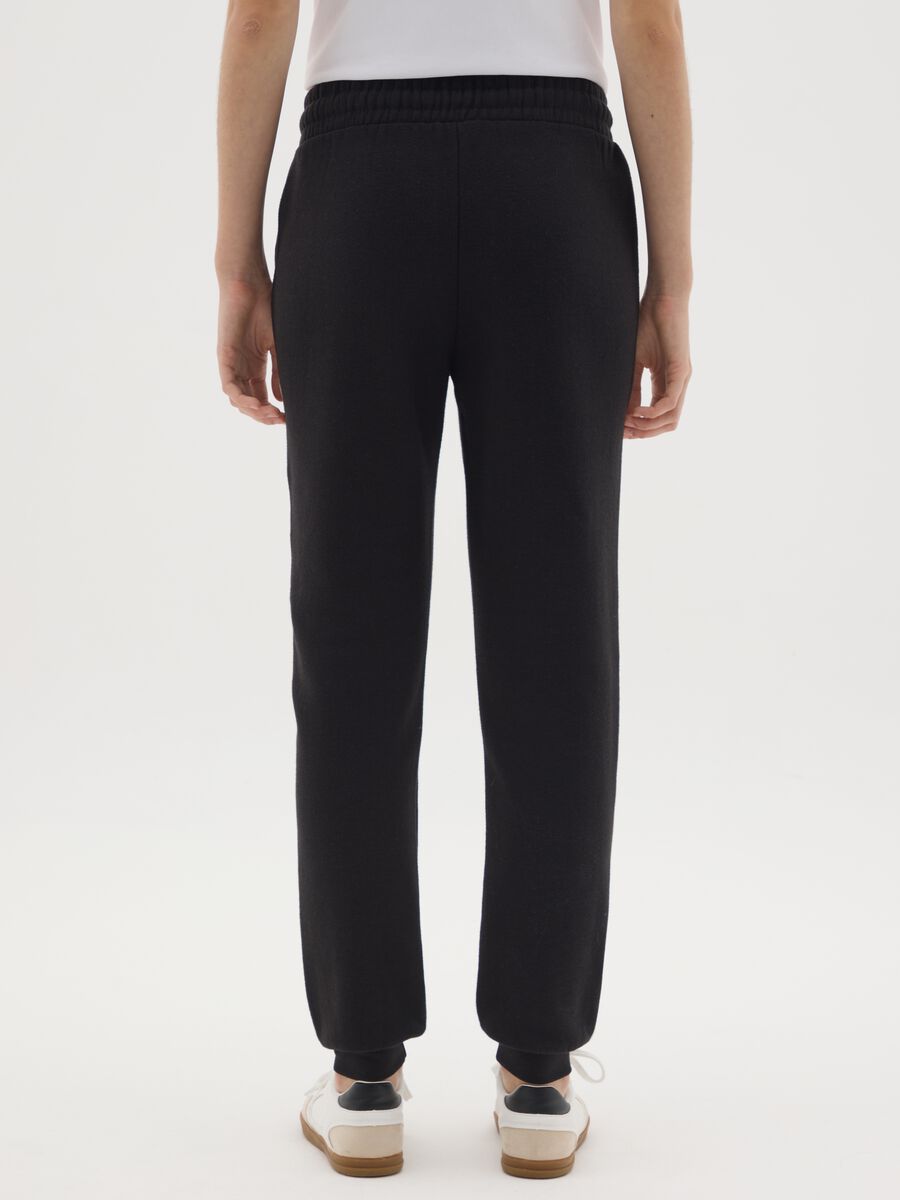 Regular Fit Black Cotton Blend Jogger Trousers_2