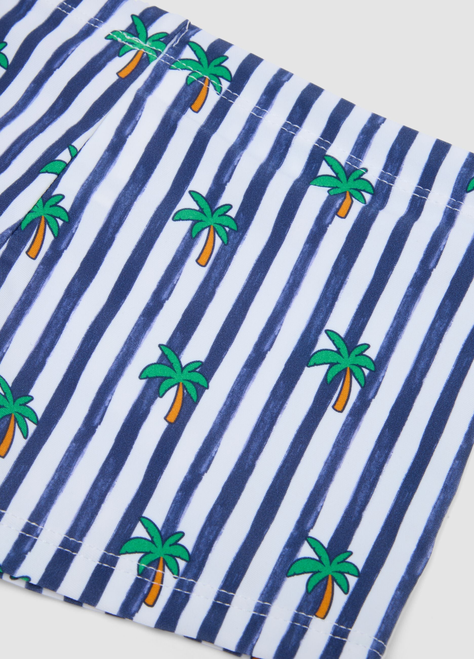 Blue and white stretch boxer swim shorts