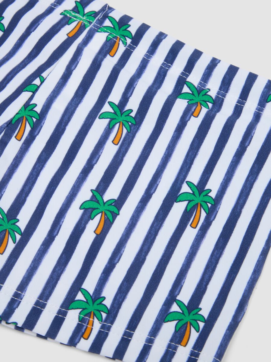 Blue and white stretch boxer swim shorts_3