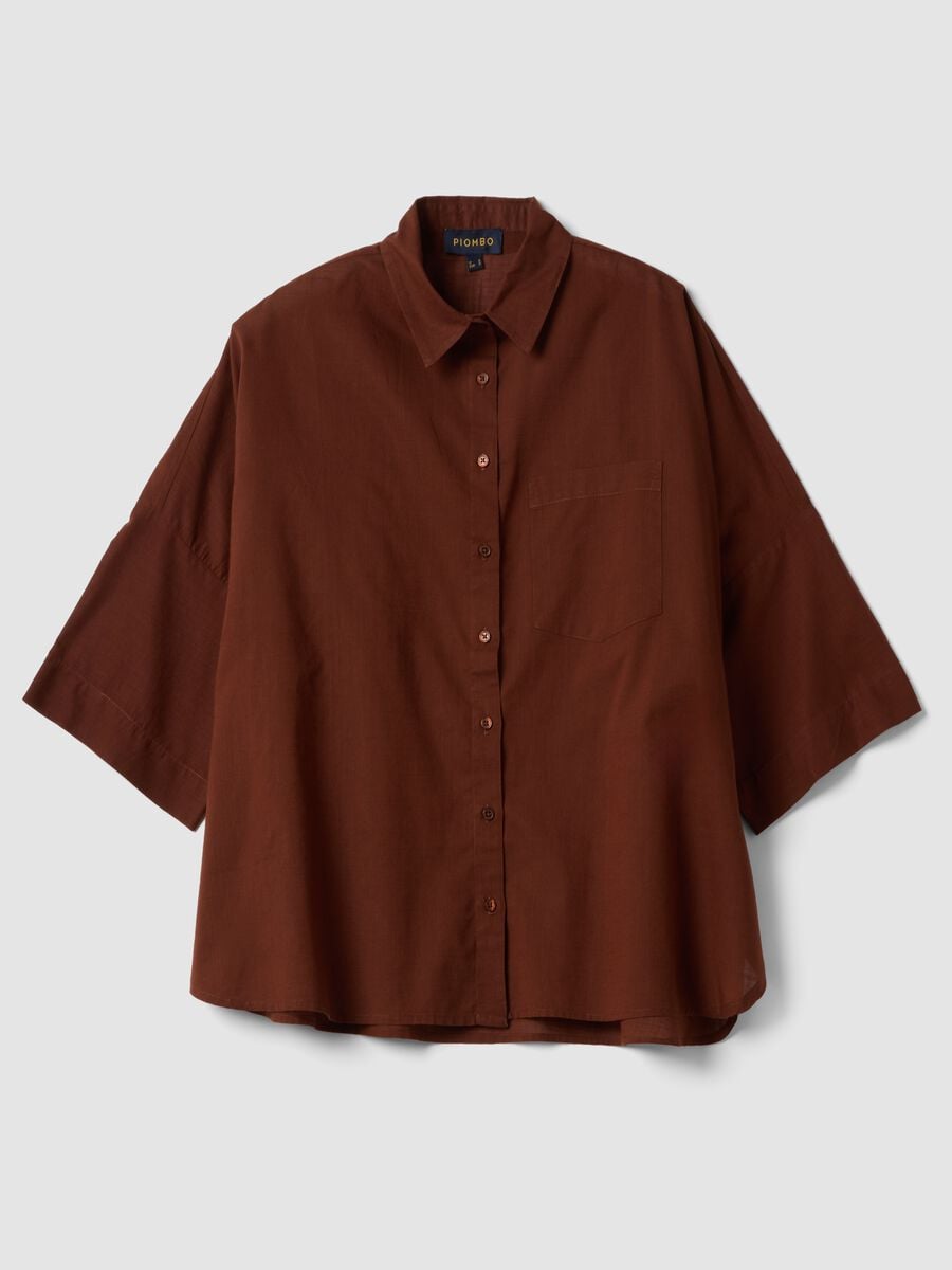 Brown pure cotton oversized shirt_4