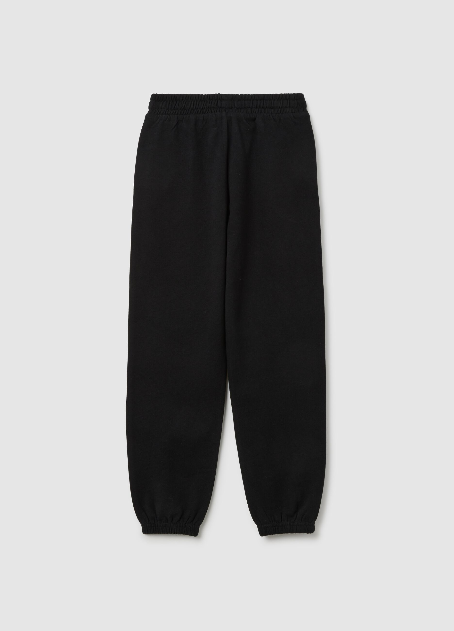 Girls' black pure cotton jogger trousers regular fit