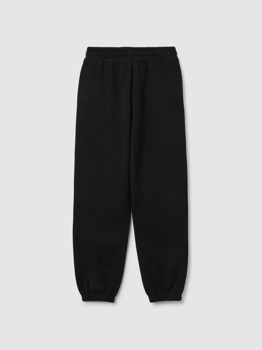 Girls' black pure cotton jogger trousers regular fit_1