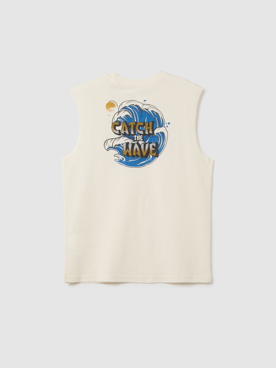 Boys' pure cotton white regular fit vest with print_4