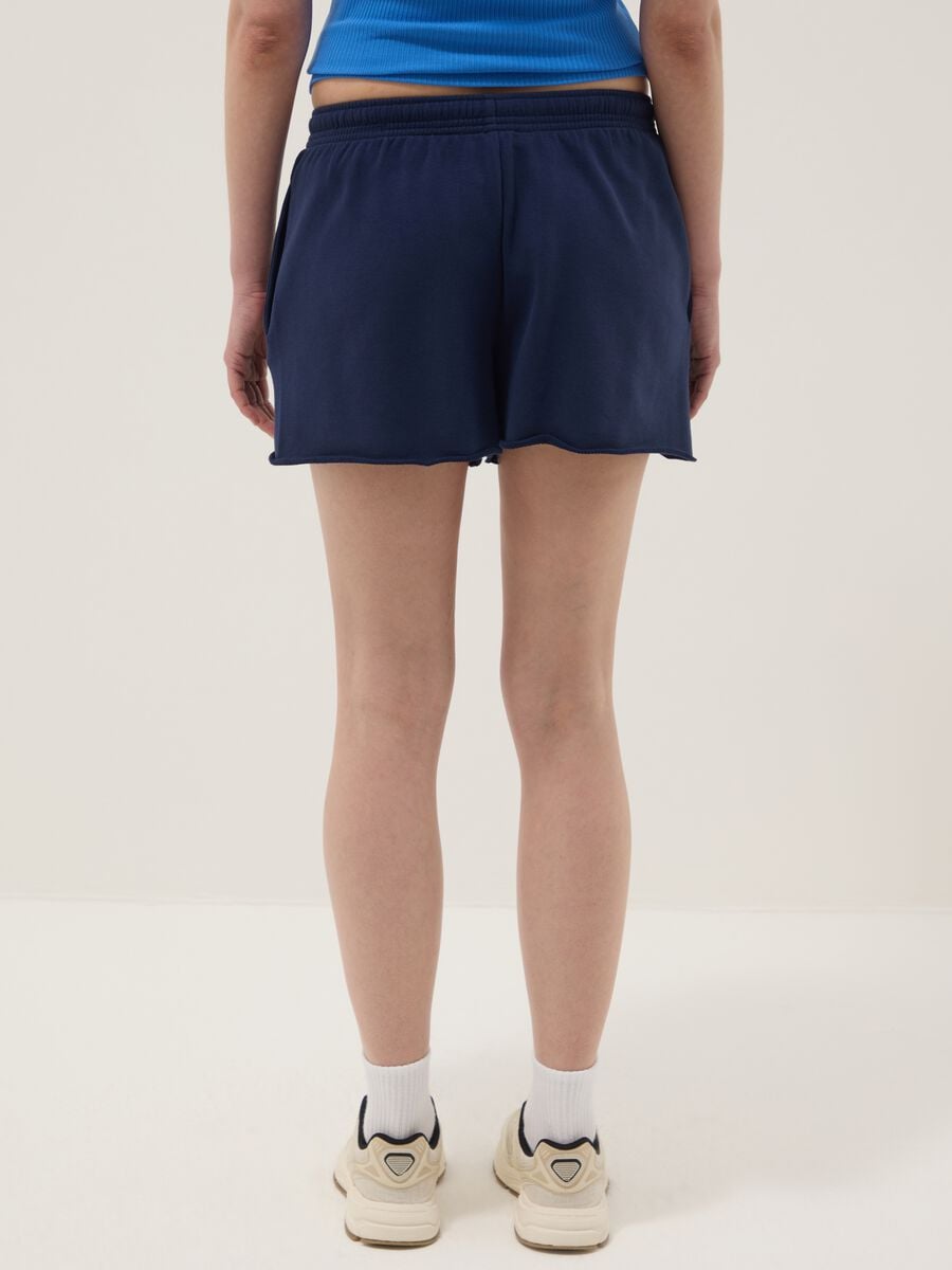 Blue cotton-blend shorts with elasticated waistband_2