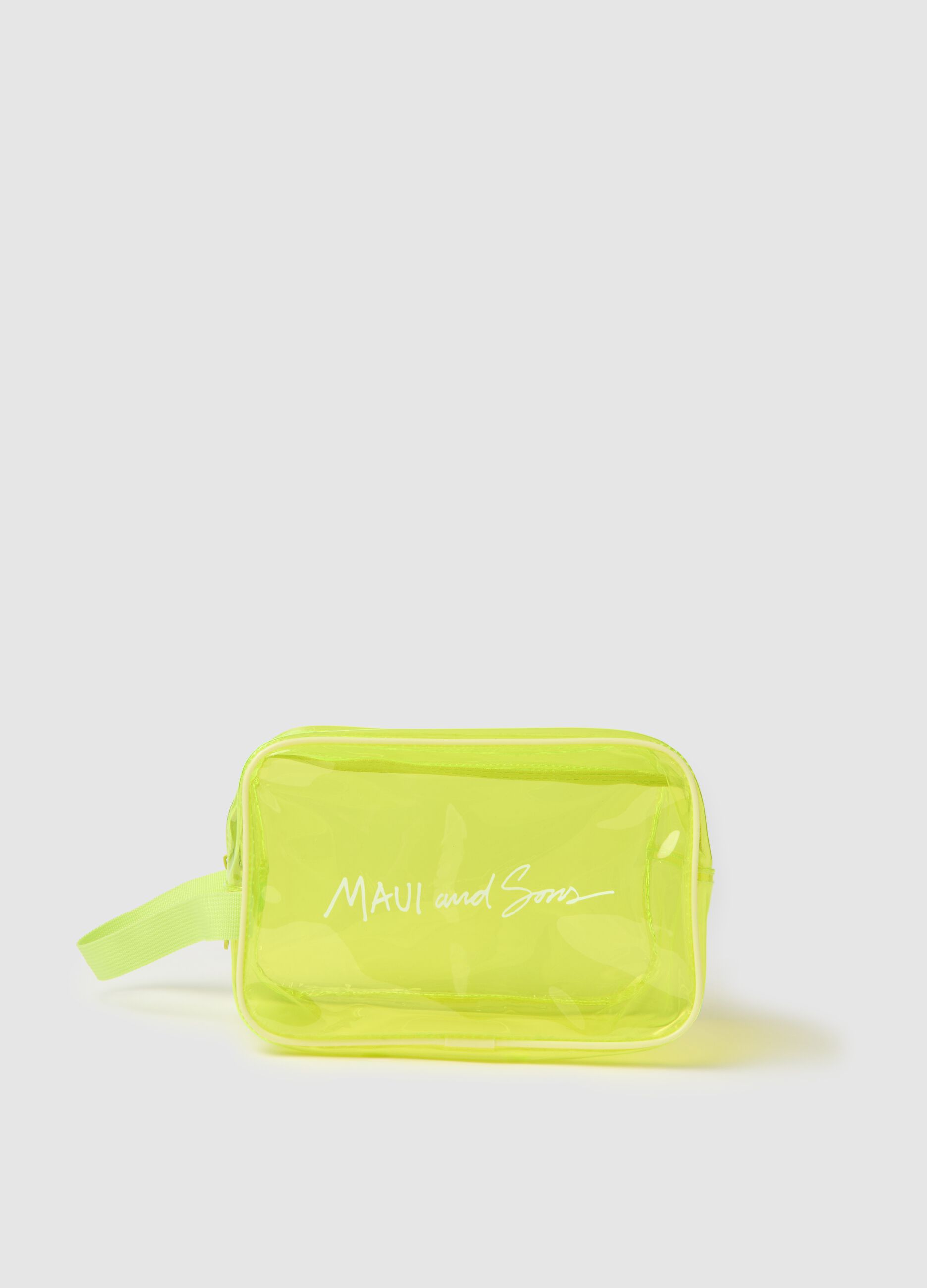 Beauty case da uomo in PVC giallo con chiusura zip