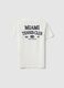 T-shirt in cotone elasticizzato bianco da bambino oversize fit con logo_1