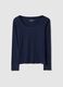 Blue long sleeve pure cotton t-shirt regular fit_4