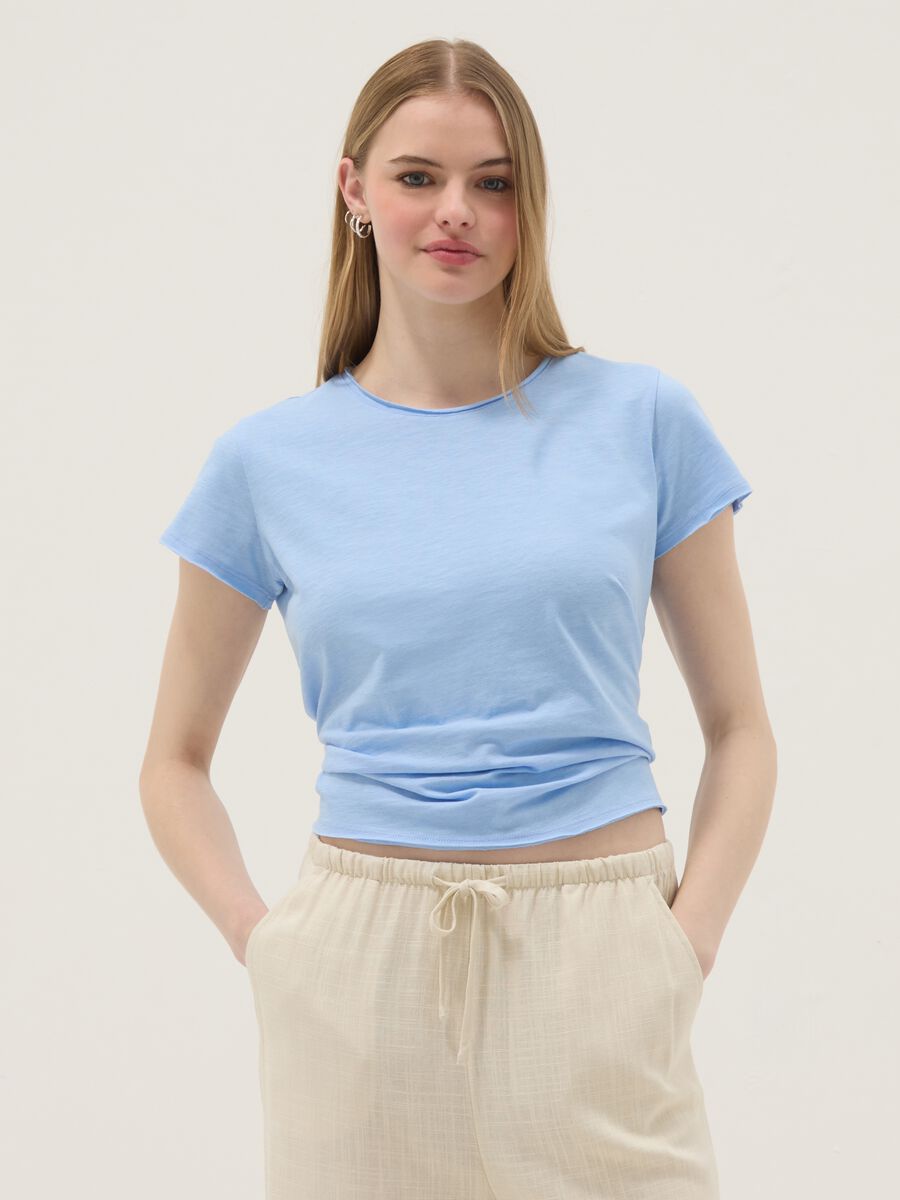 Sky blue pure cotton short-sleeve T-shirt, regular fit_2