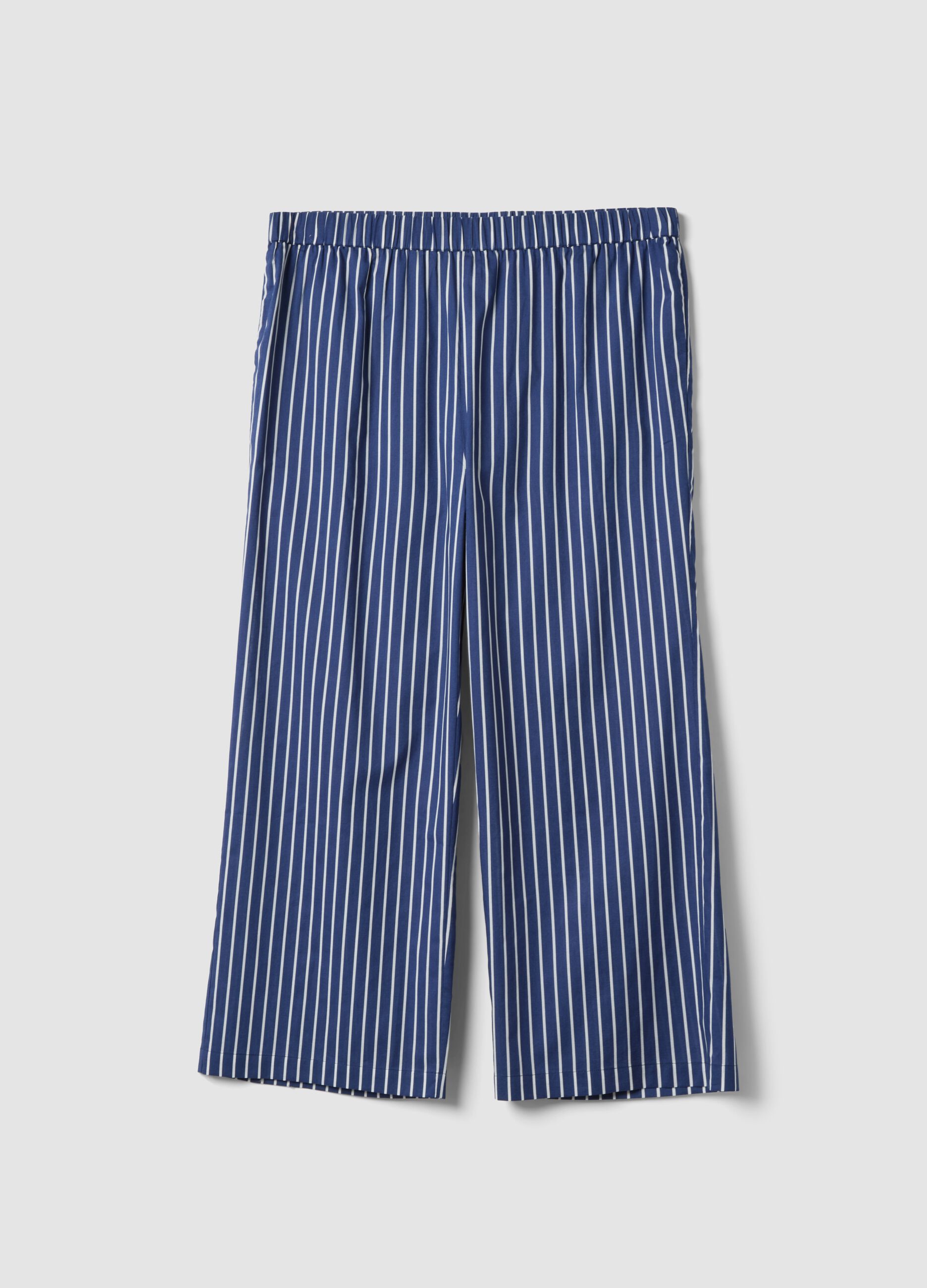 Blue striped pure cotton trousers