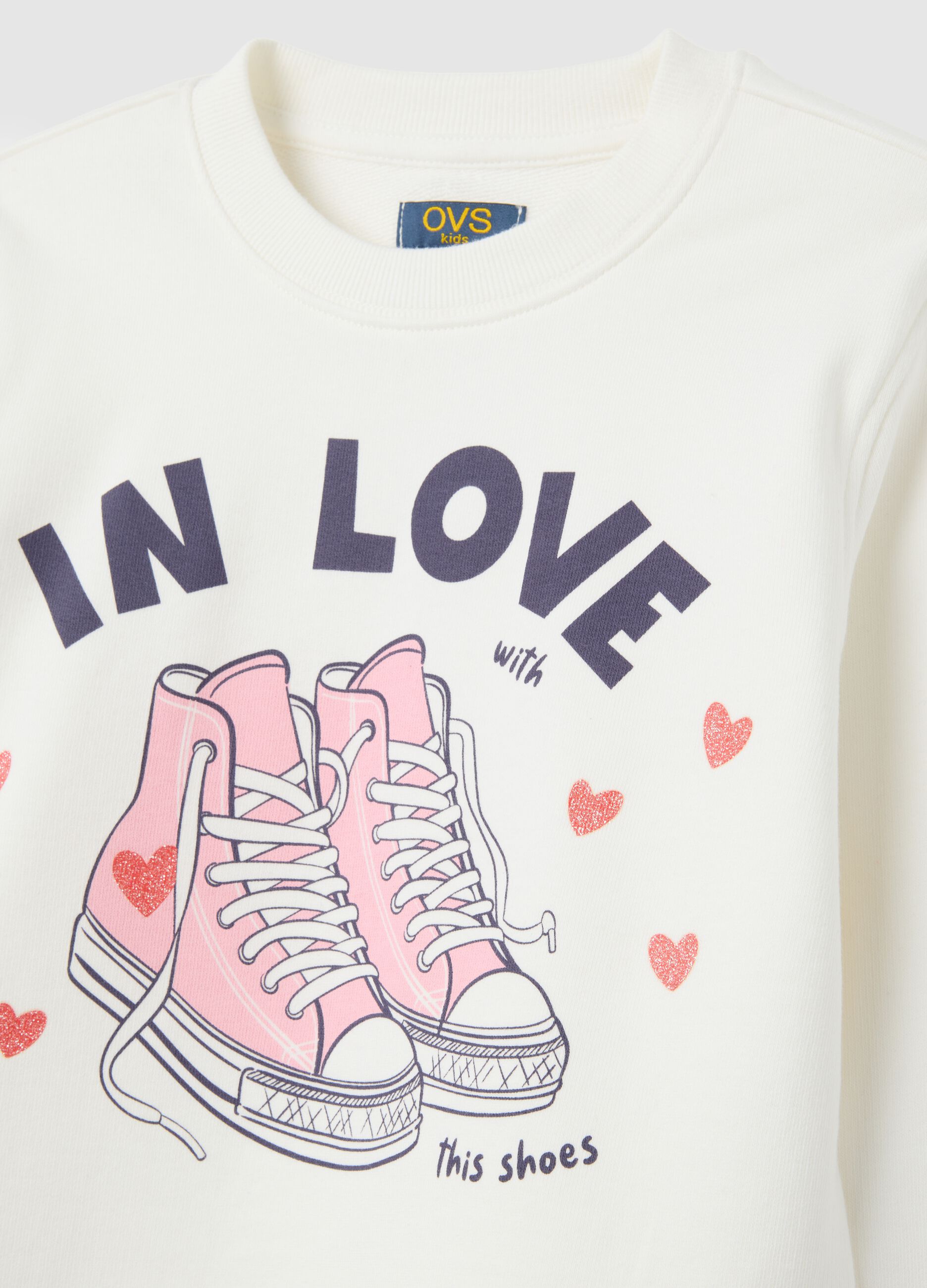 Completo da bambina in cotone elasticizzato bianco e blu regular fit