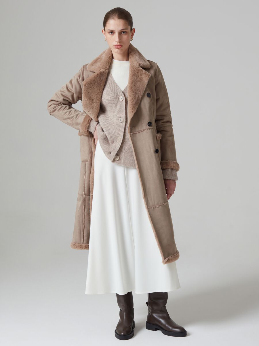 Cappotto lungo doppiopetto scamosciato_0
