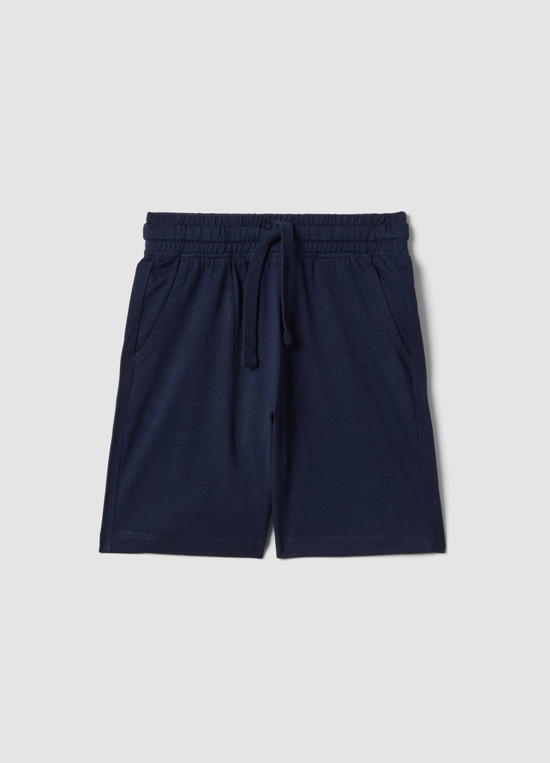 Shorts in puro cotone blu da bambino regular fit