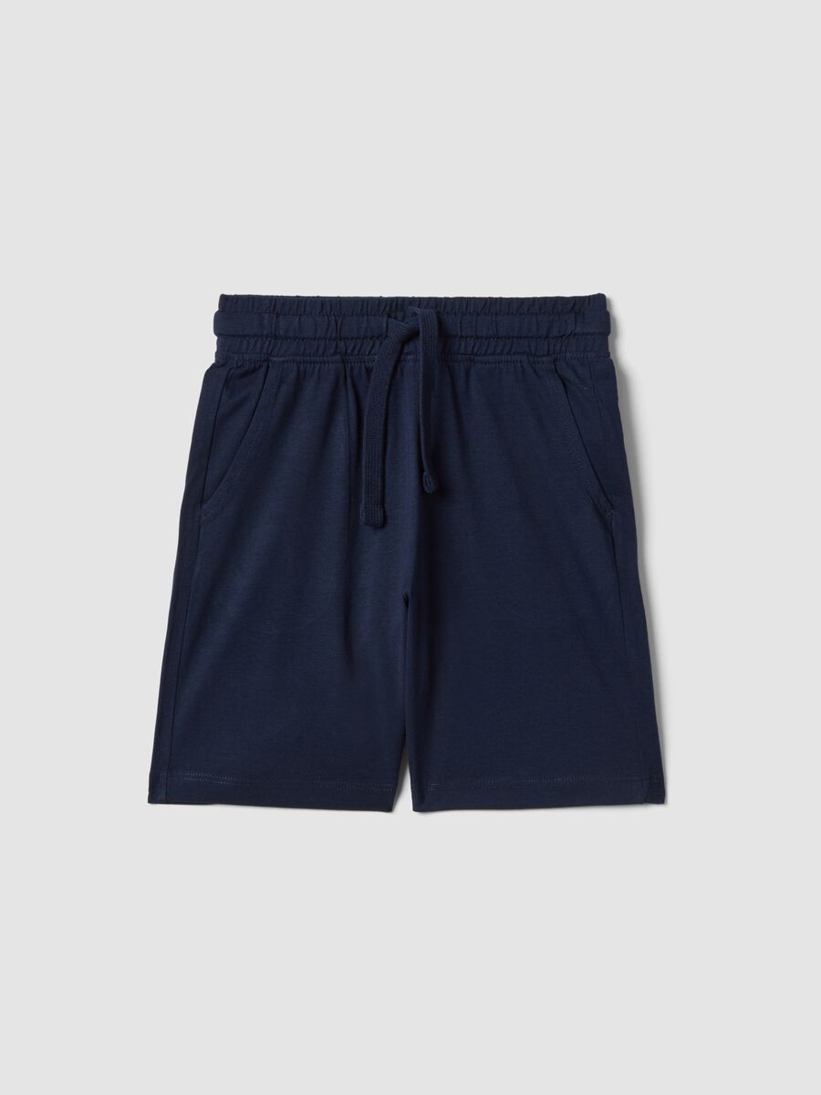 Shorts in puro cotone blu da bambino regular fit_0