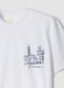 White pure cotton T-shirt with front print, regular fit_5