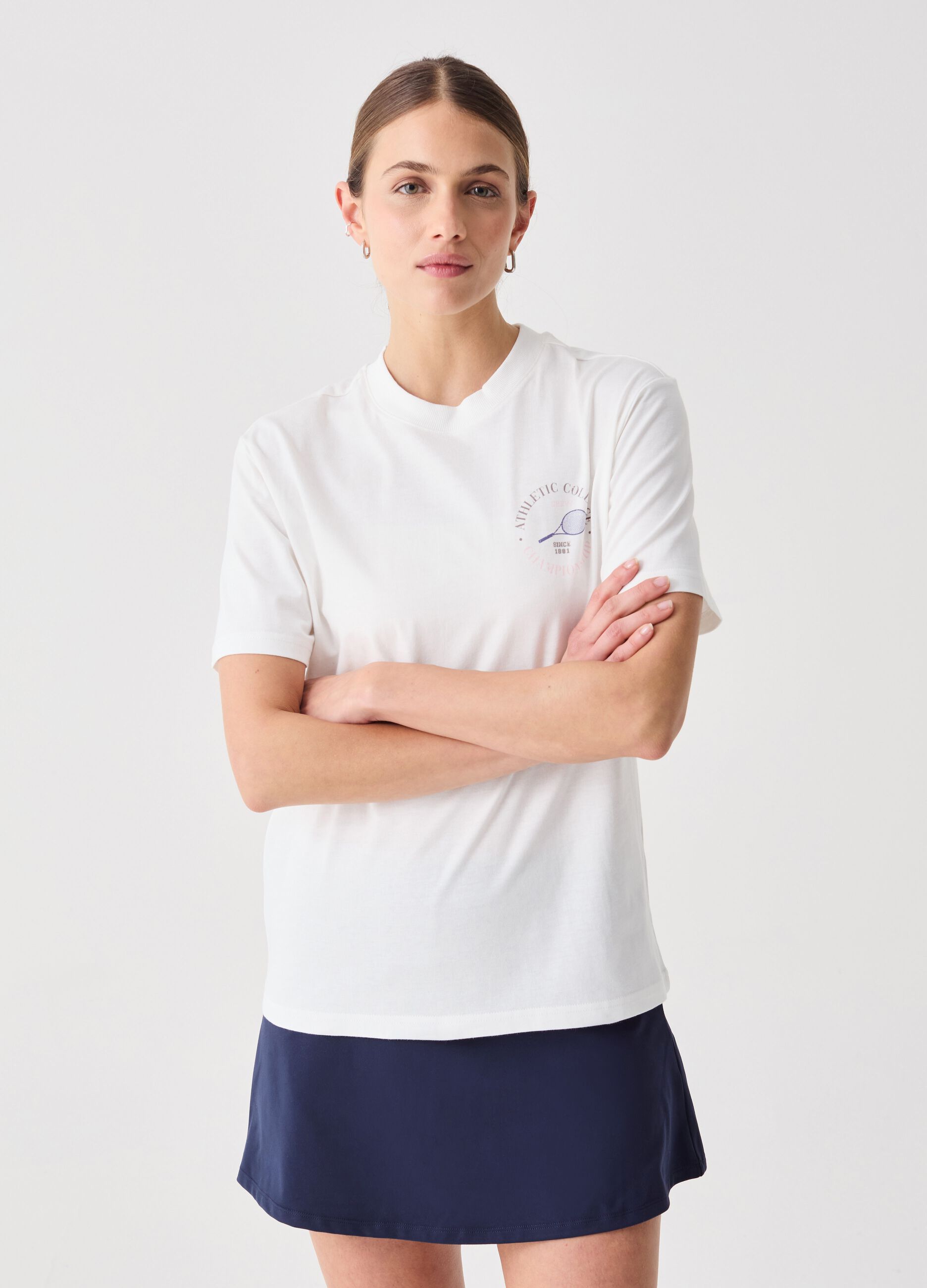 SLAZENGER cotton T-shirt with tennis motif print