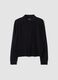 Black long-sleeve top with raised neckline, regular fit_4