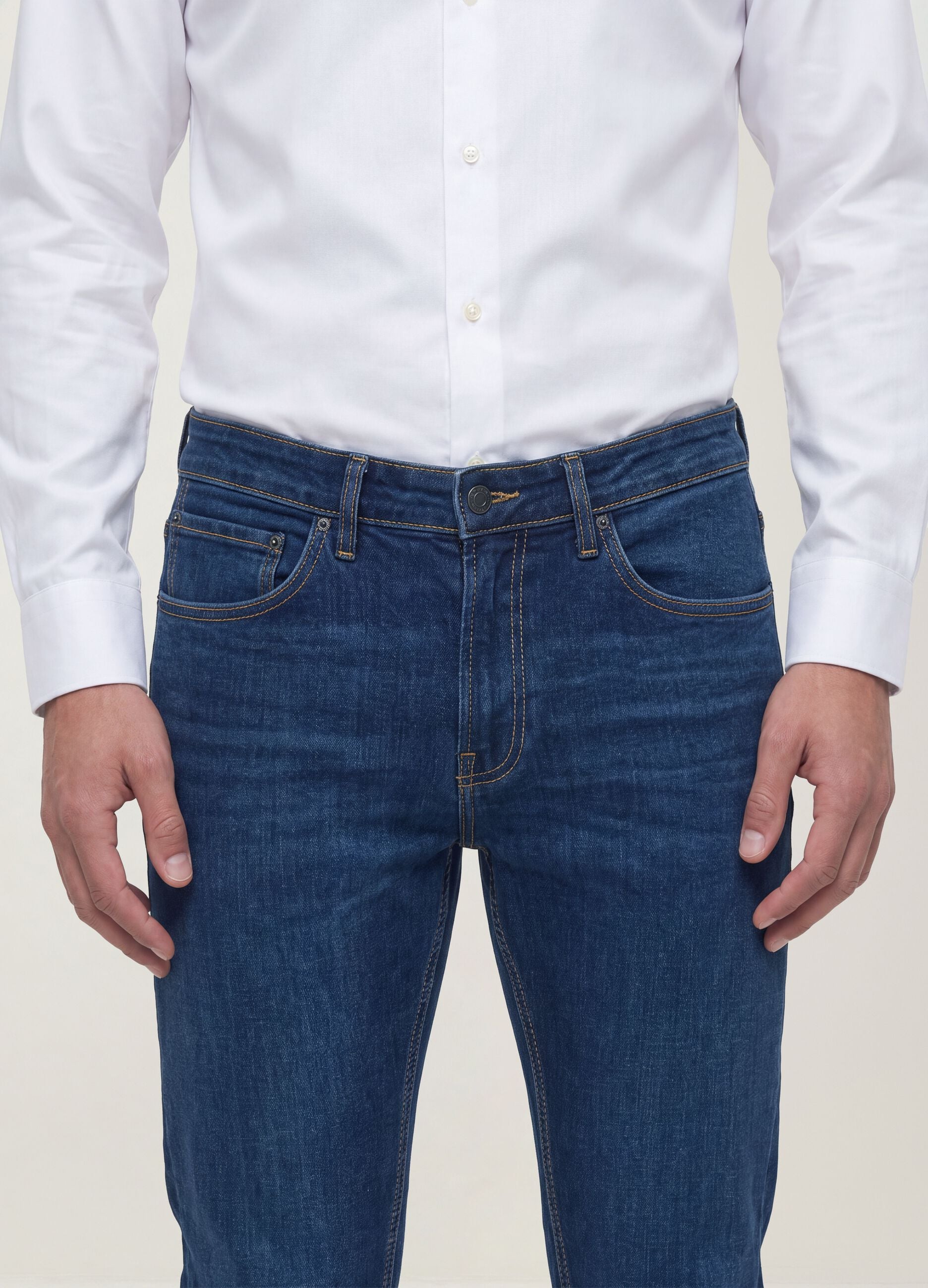 Slim fit dark-wash stretch cotton jeans