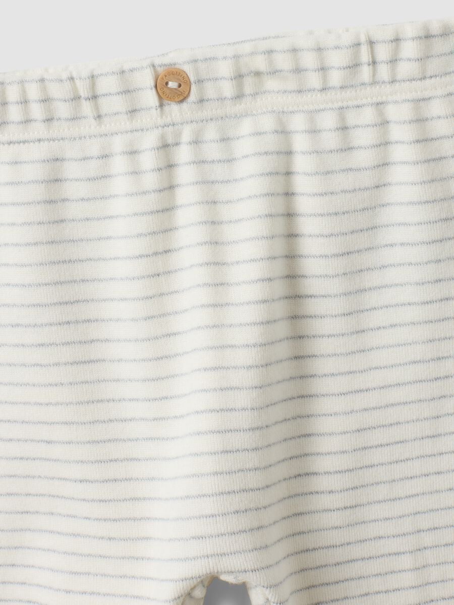 Completo bianco in puro cotone organico con maglia e pantaloni per neonati_3