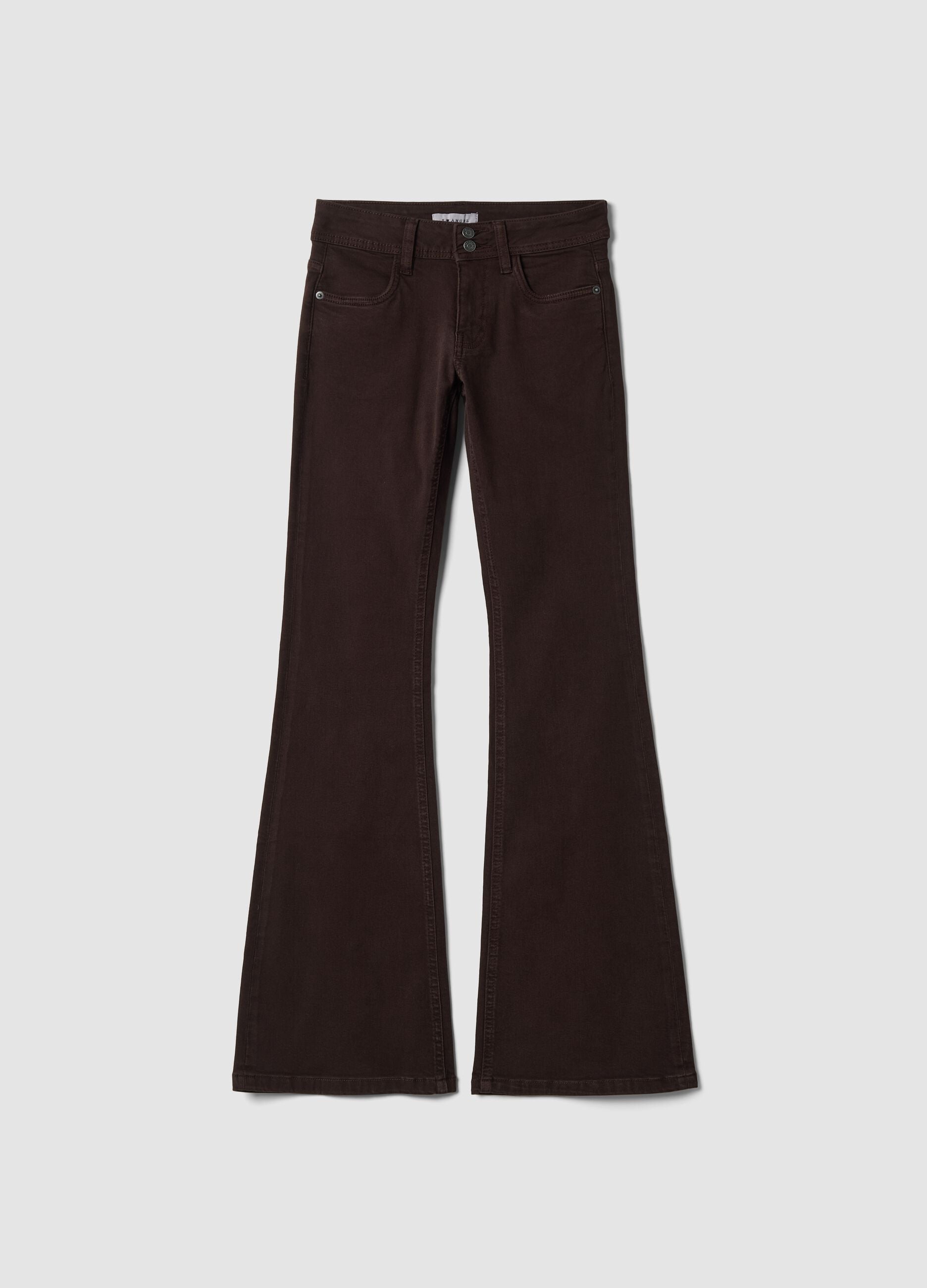 Brown flared stretch-cotton jeans