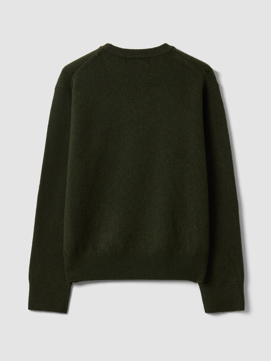 Maglia verde in lana elasticizzata a girocollo_6