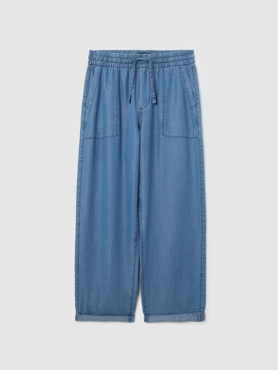 Blue relaxed-fit trousers in Lyocell_4