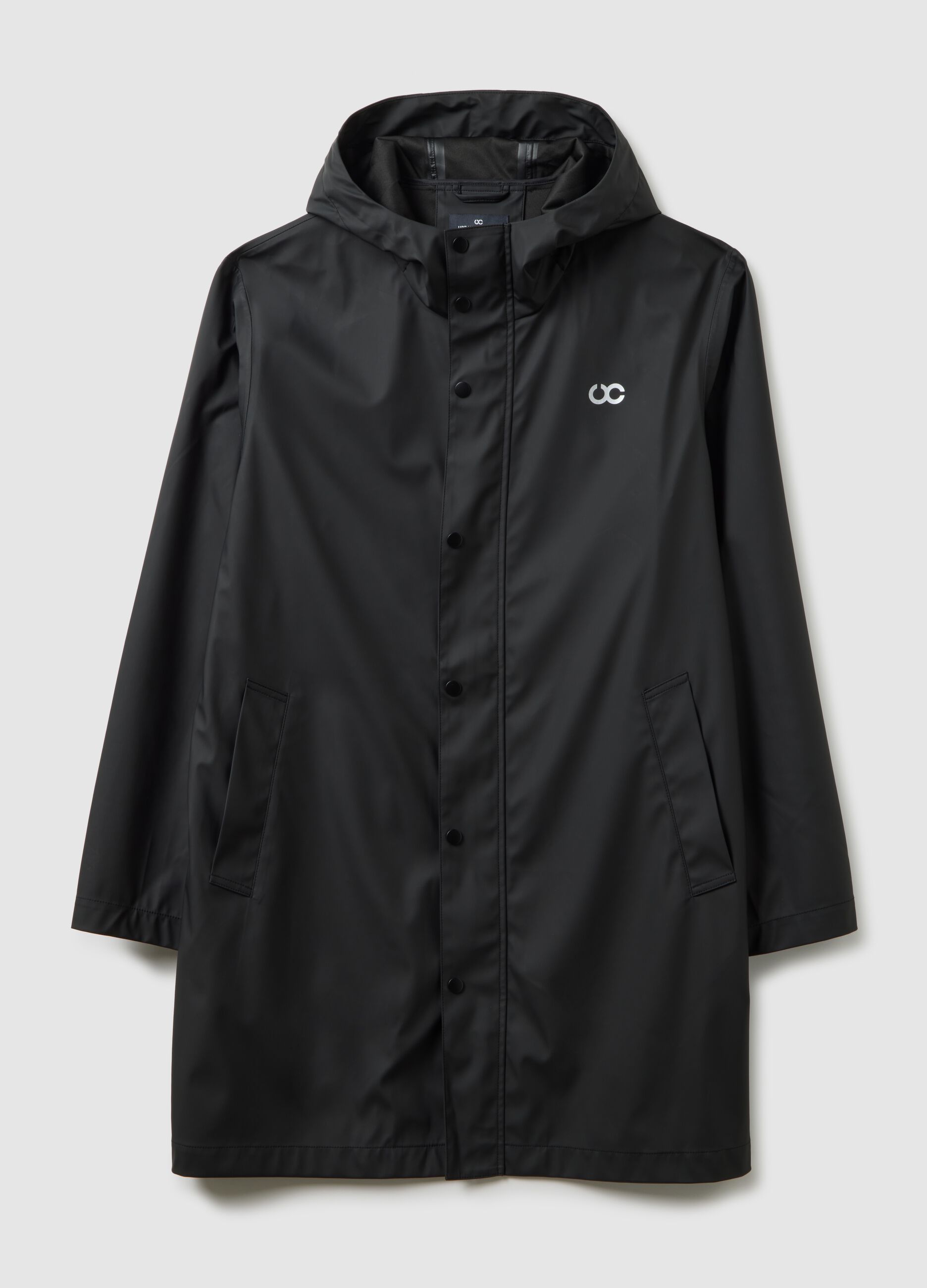 Black lightweight waterproof jacket regular fit