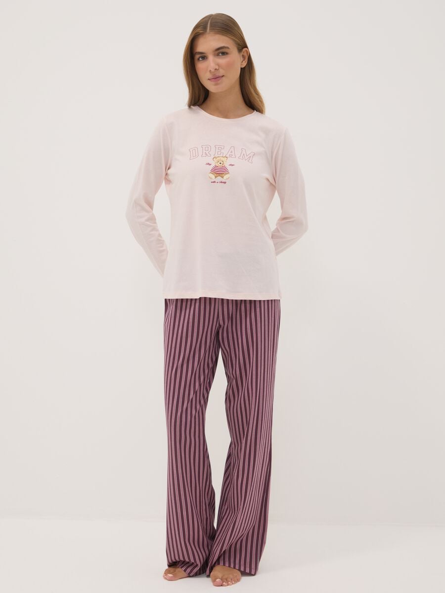 Pigiama viola malva in puro cotone organico con girocollo_0