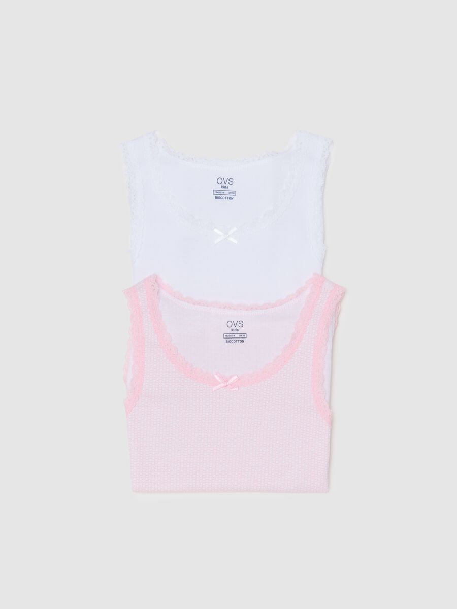 Girls' multicolour cotton sleeveless tops regular fit with lace - twin pack_3