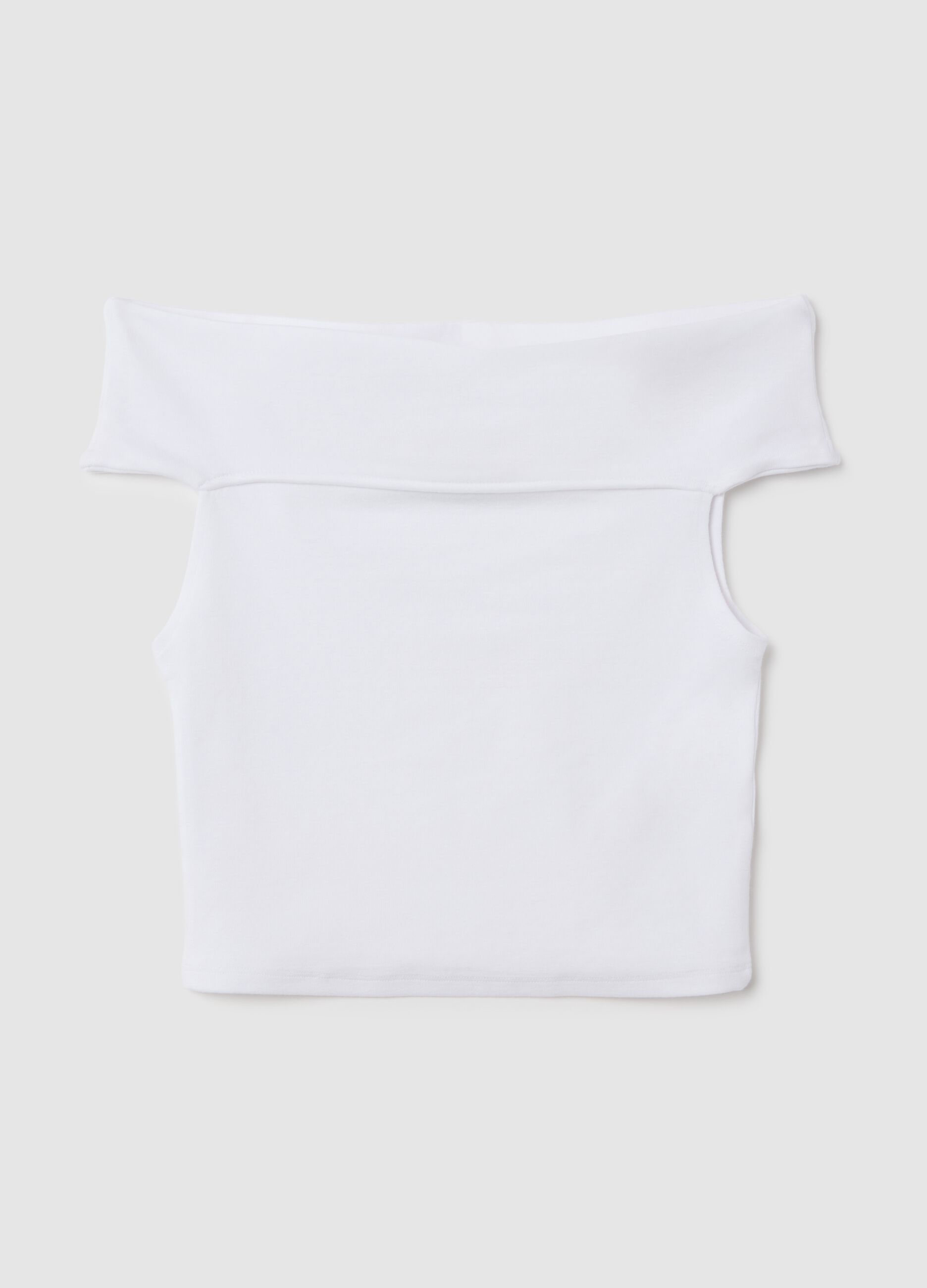 White fitted cotton-blend women's top