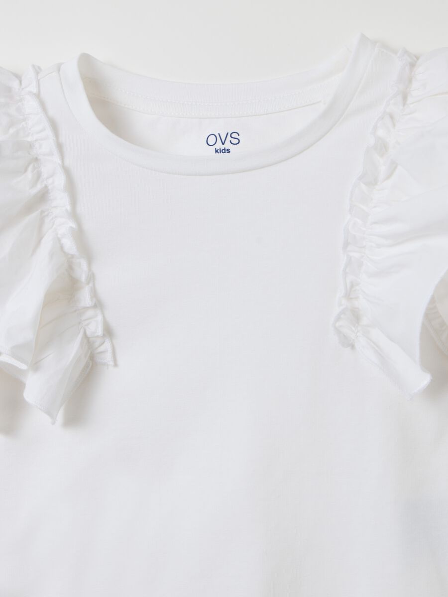 White short-sleeved T-shirt with flounces_3