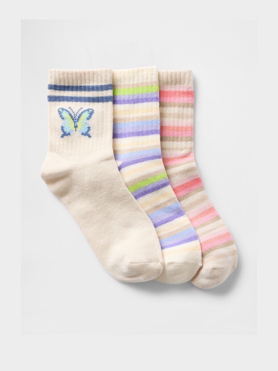 Three-pack tennis socks with stripes and lettering_0