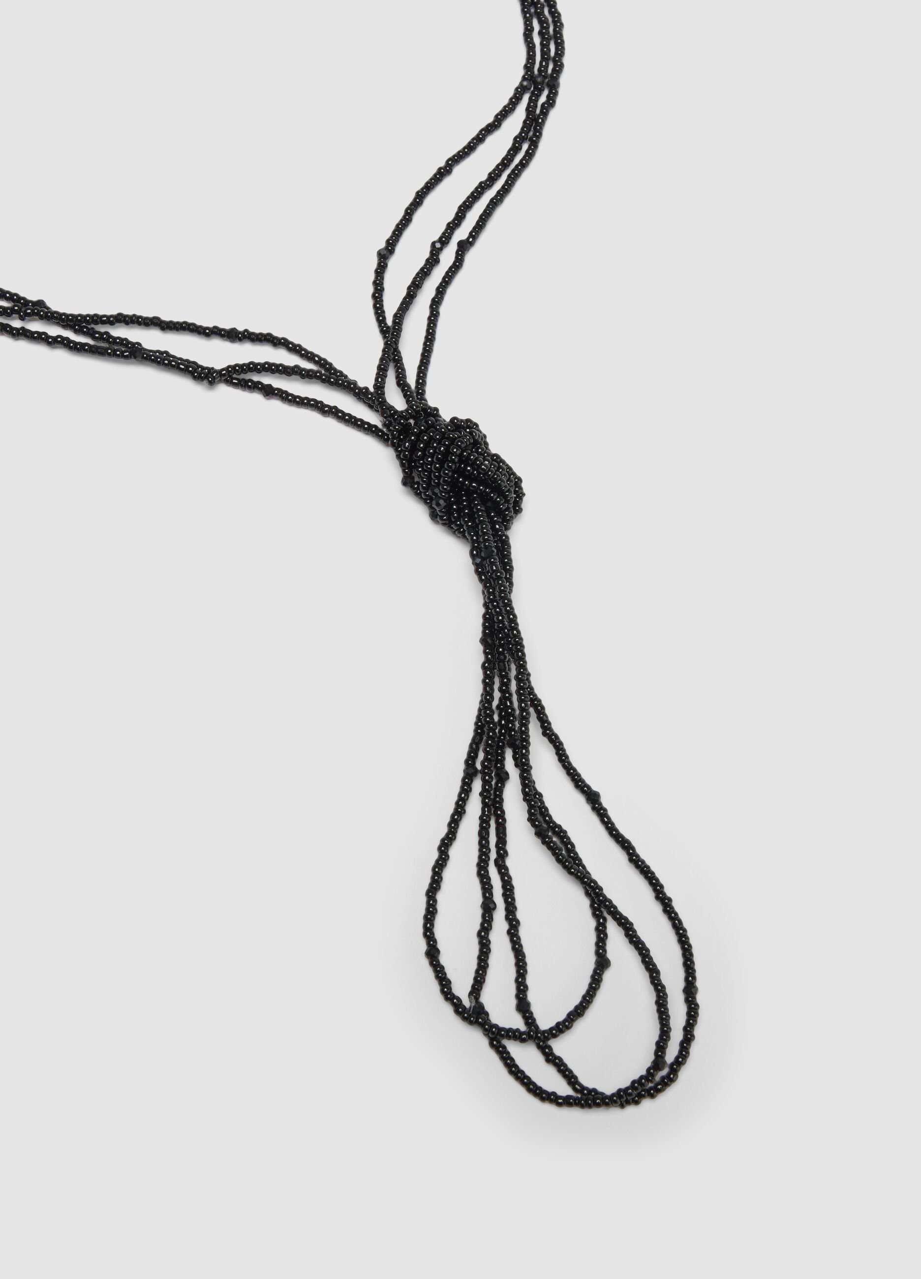 Multi-strand necklace with black beads