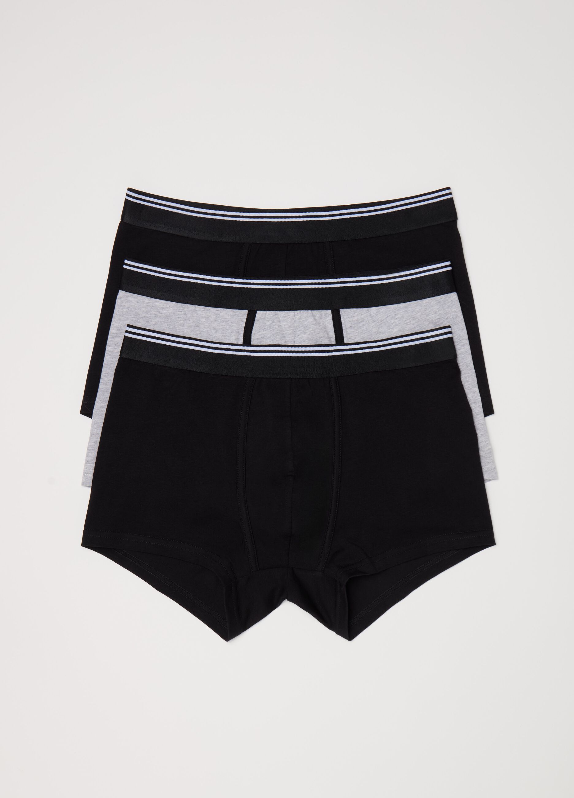 Three-pack boxer shorts in stretch cotton with striped detail