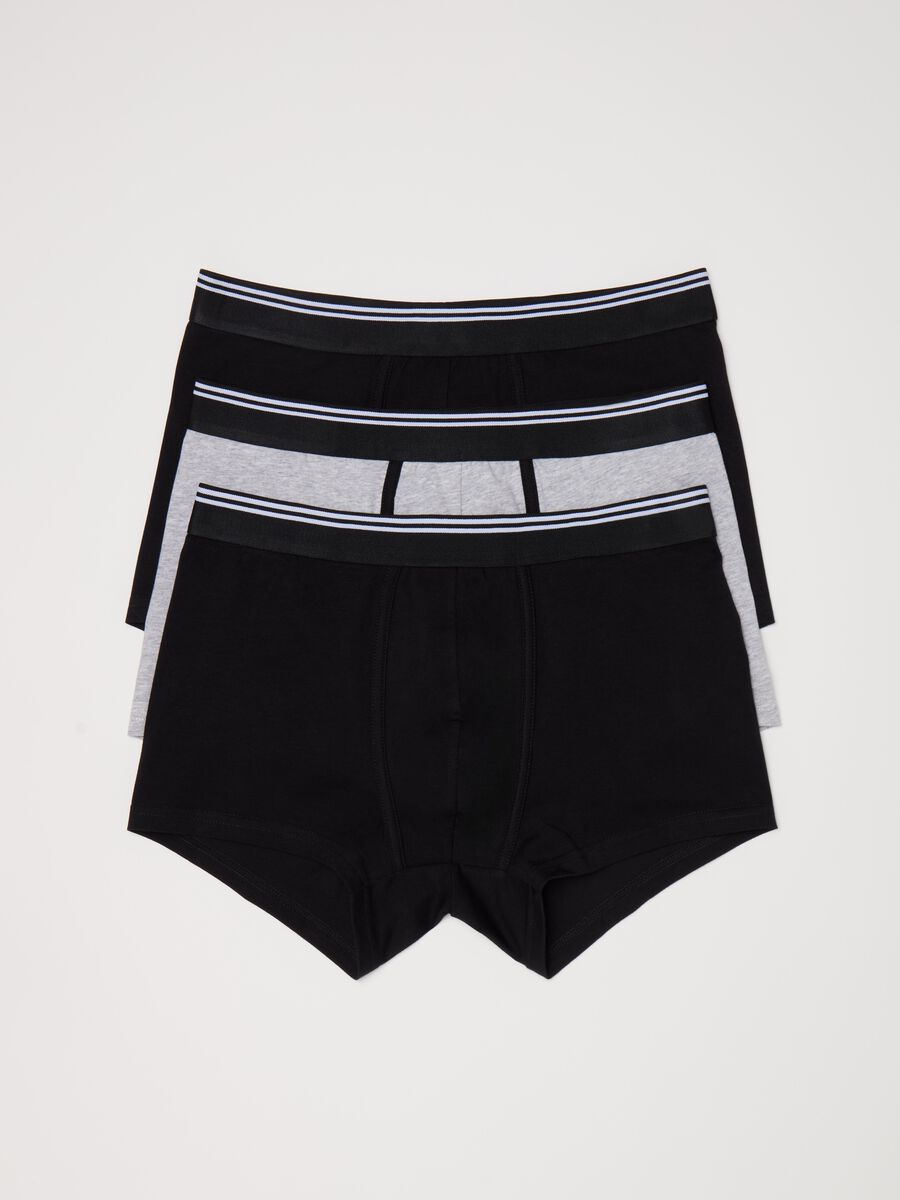 Three-pack boxer shorts in stretch cotton with striped detail_4