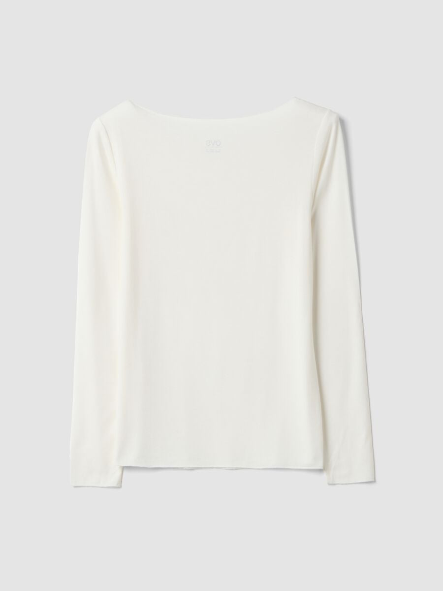 White stretch modal crew-neck T-shirt, regular fit_2