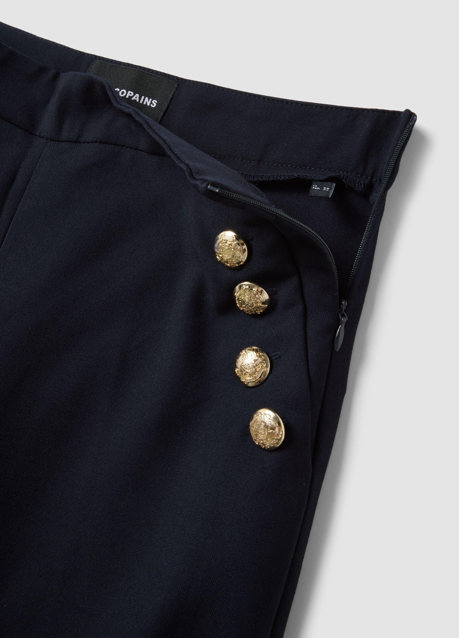 Blue stretch viscose straight-fit trousers