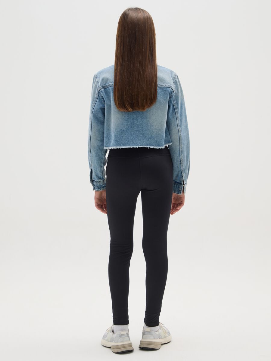 Girls' Black Stretch Cotton Treggings_2