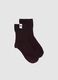 Black Cotton Blend Stretch Socks with Heart_0