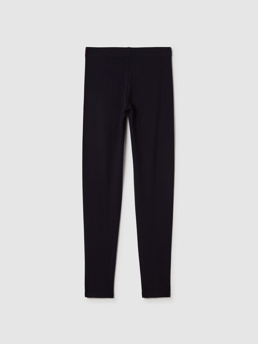 Leggings in cotone stretch con stampa _4