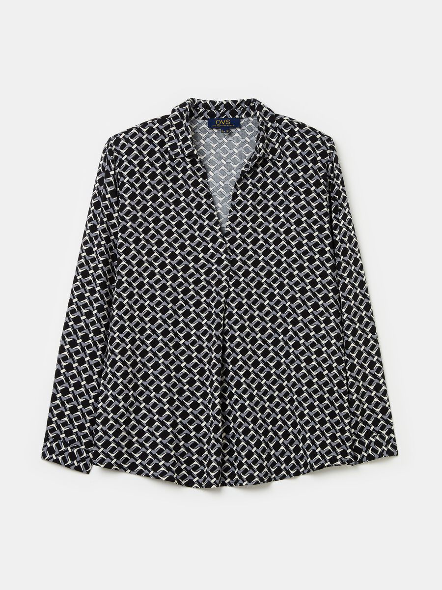 Blusa con scollo a polo maniche lunghe_4