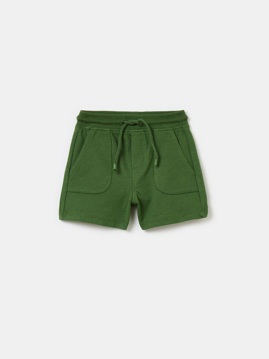 Cotton shorts with pockets and drawstring_0