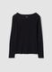T-shirt nera in puro cotone con girocollo regular fit_4