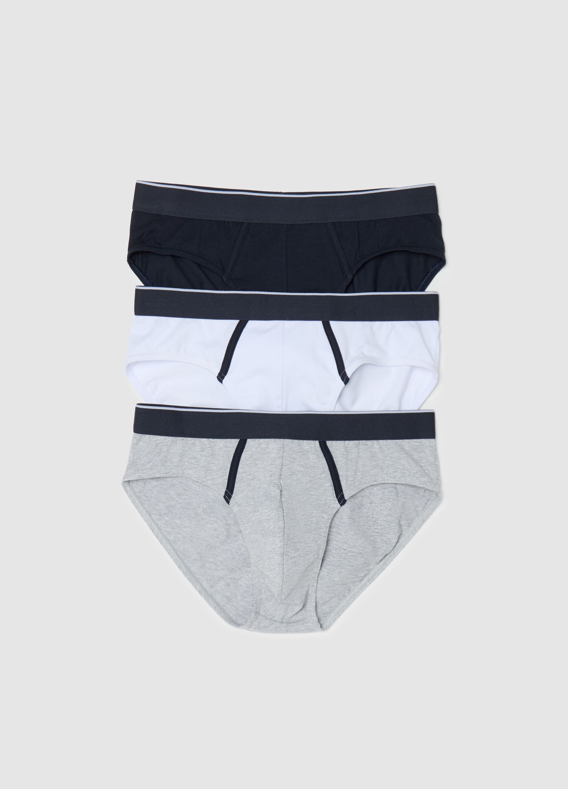 Three-pair pack briefs in stretch cotton