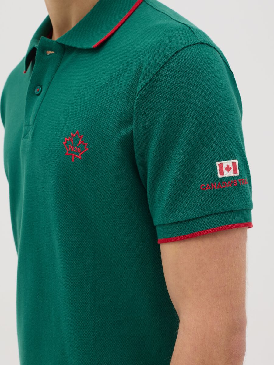 Canada's Trail green short-sleeved polo shirt in cotton_3