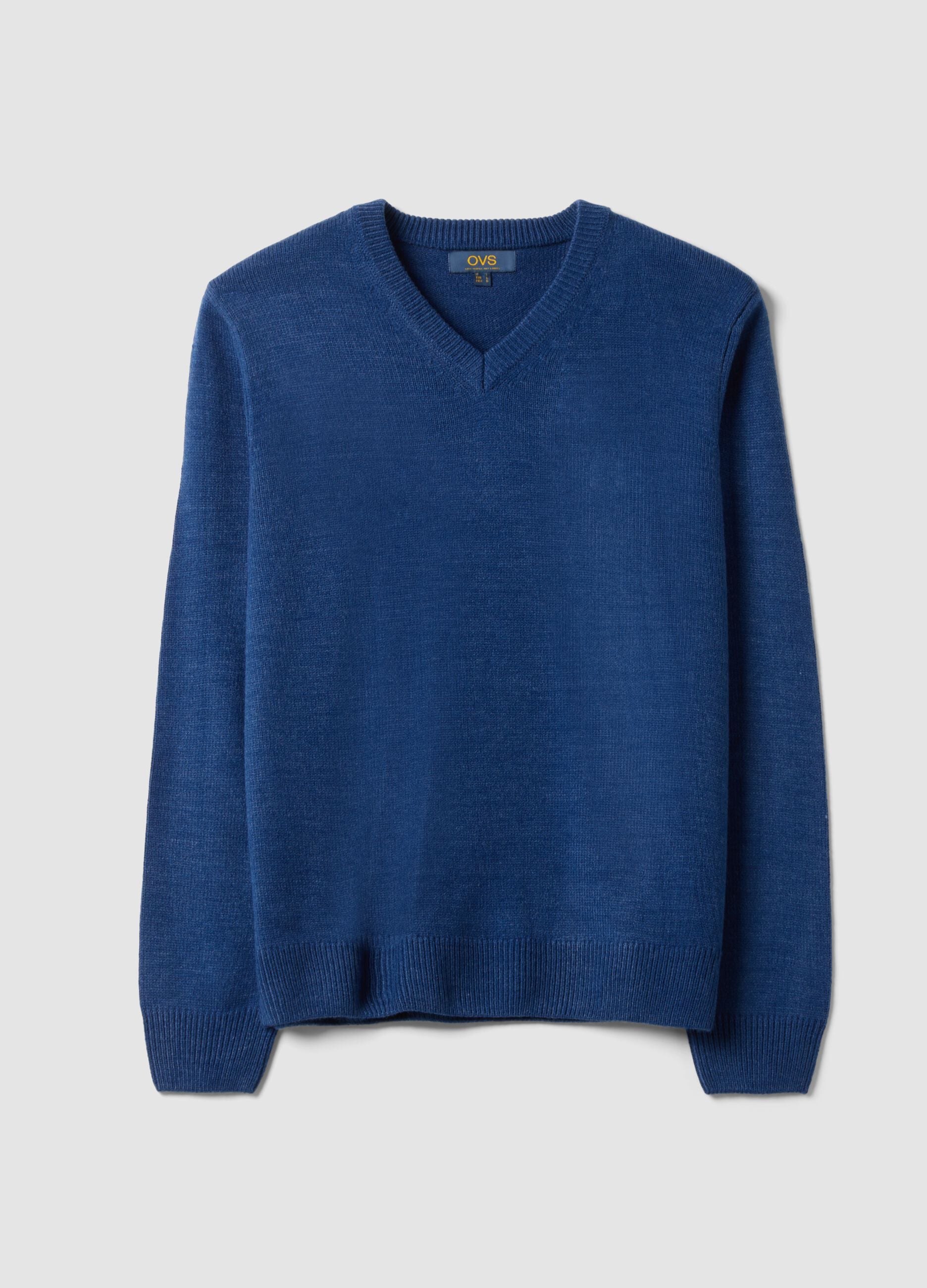 Blue V-neck jumper in regular fit