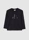 Boy's oversize fit pure cotton black sweater with round neckline_0