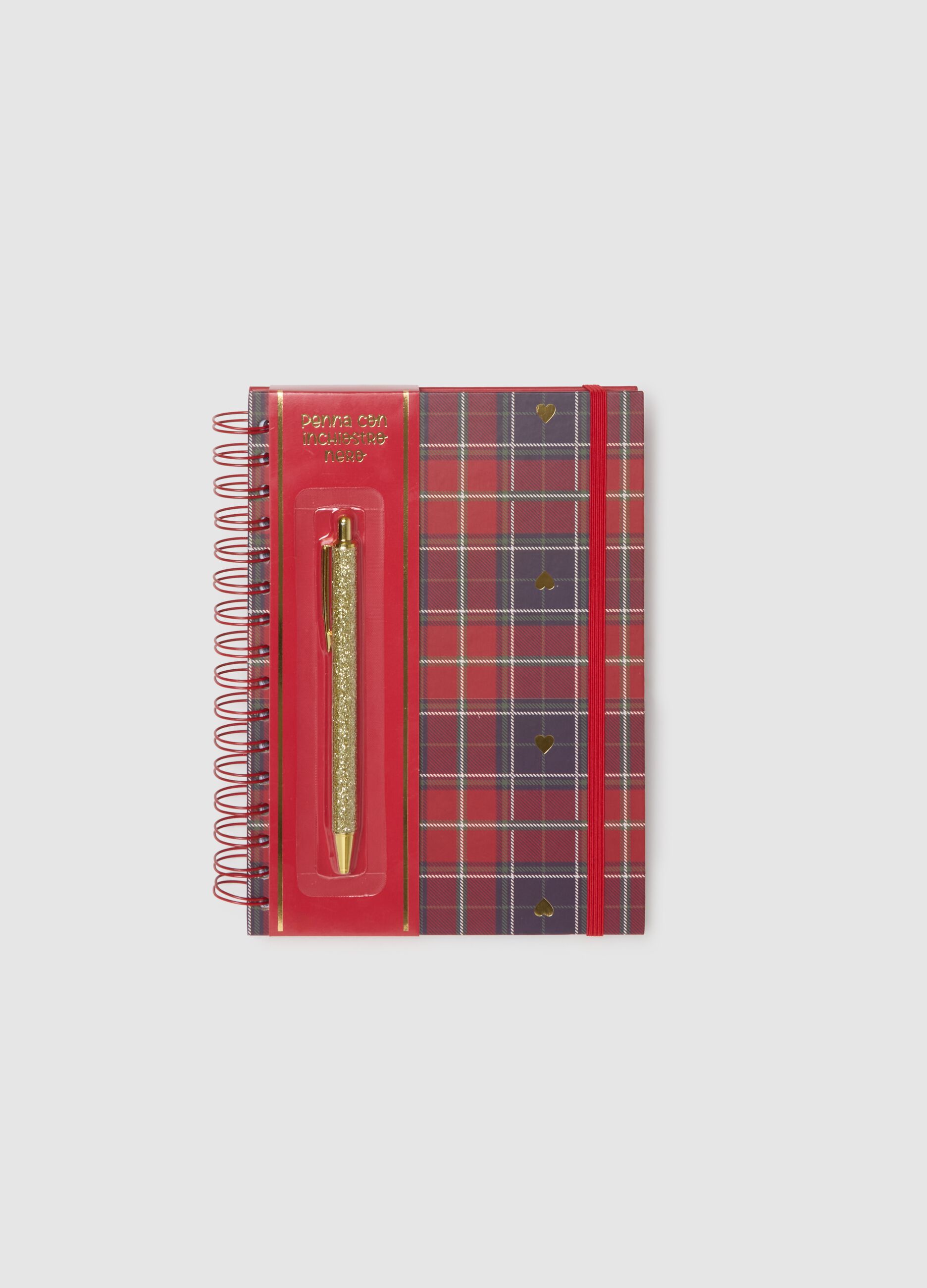 Multicolor Check Christmas Notebook with Pen