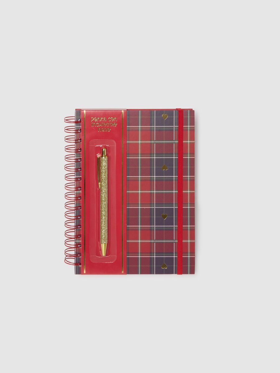 Multicolor Check Christmas Notebook with Pen_0