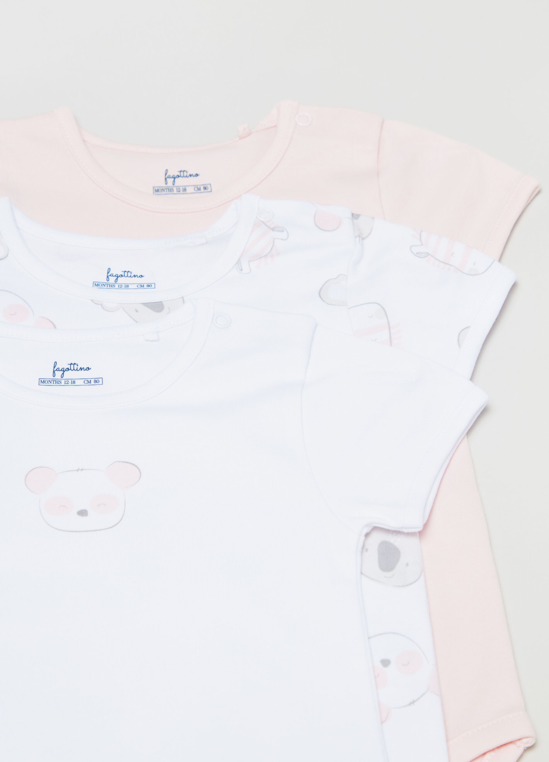 Tripack body in cotone con stampa 
