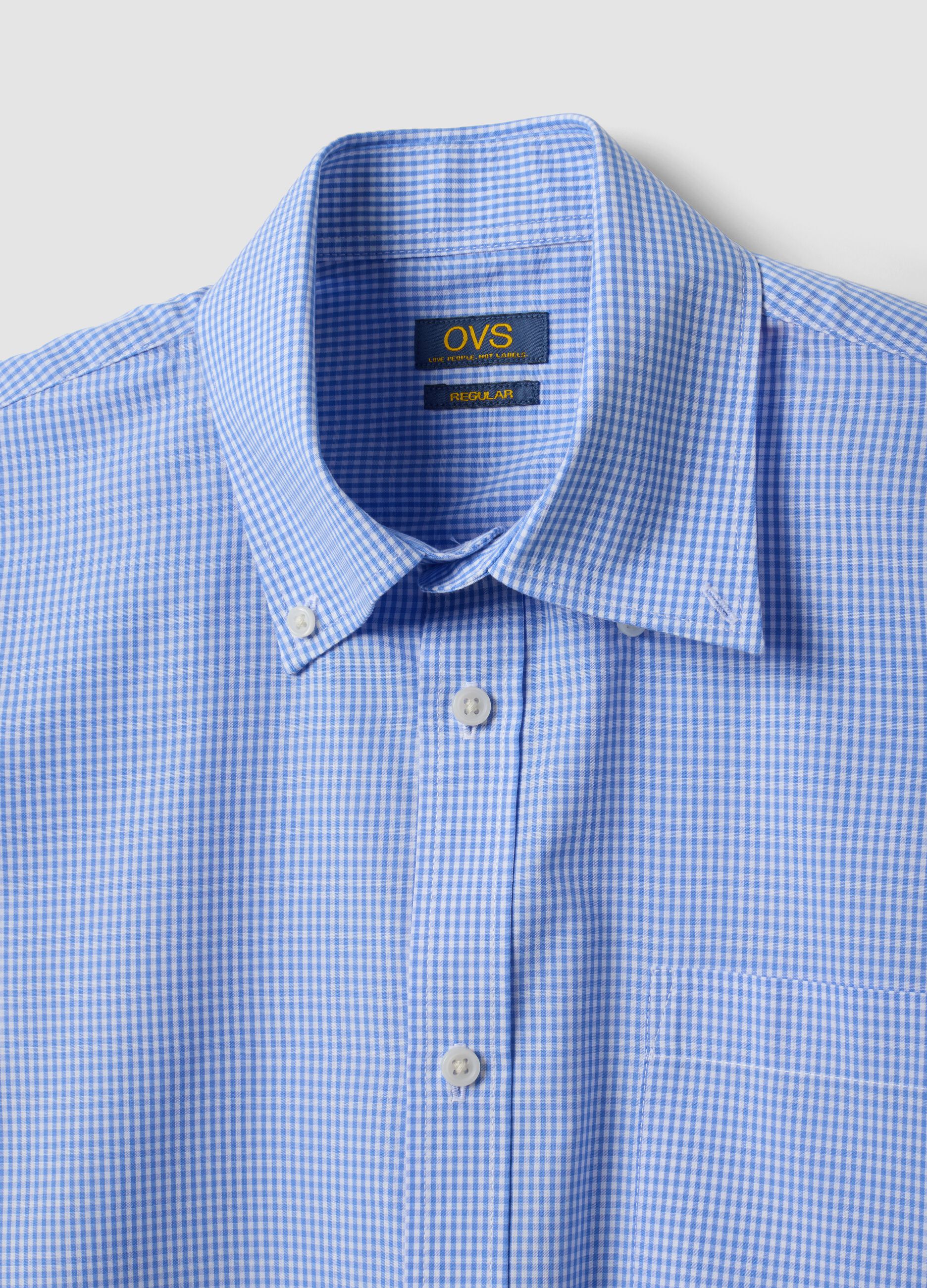 Light blue cotton-blend shirt with button-down collar, easy-iron, regular fit